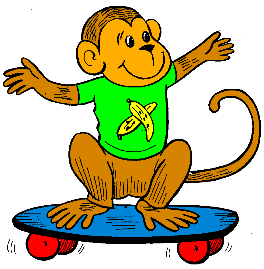 Открытка прикольная обезьяна на скейтборде