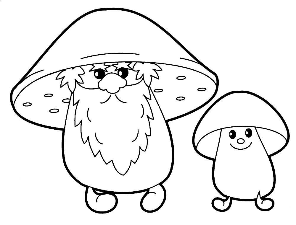 Картинка раскраска два грибочка