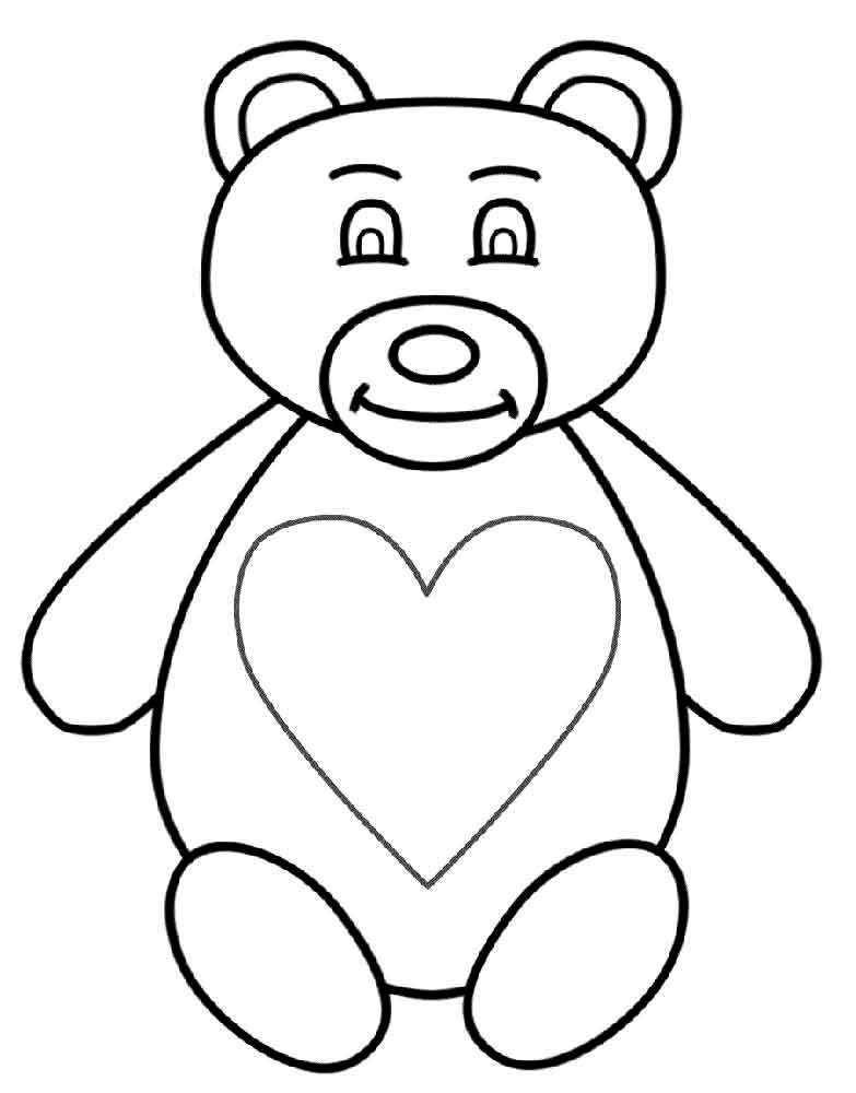 Раскраска картинка медведь с сердечком