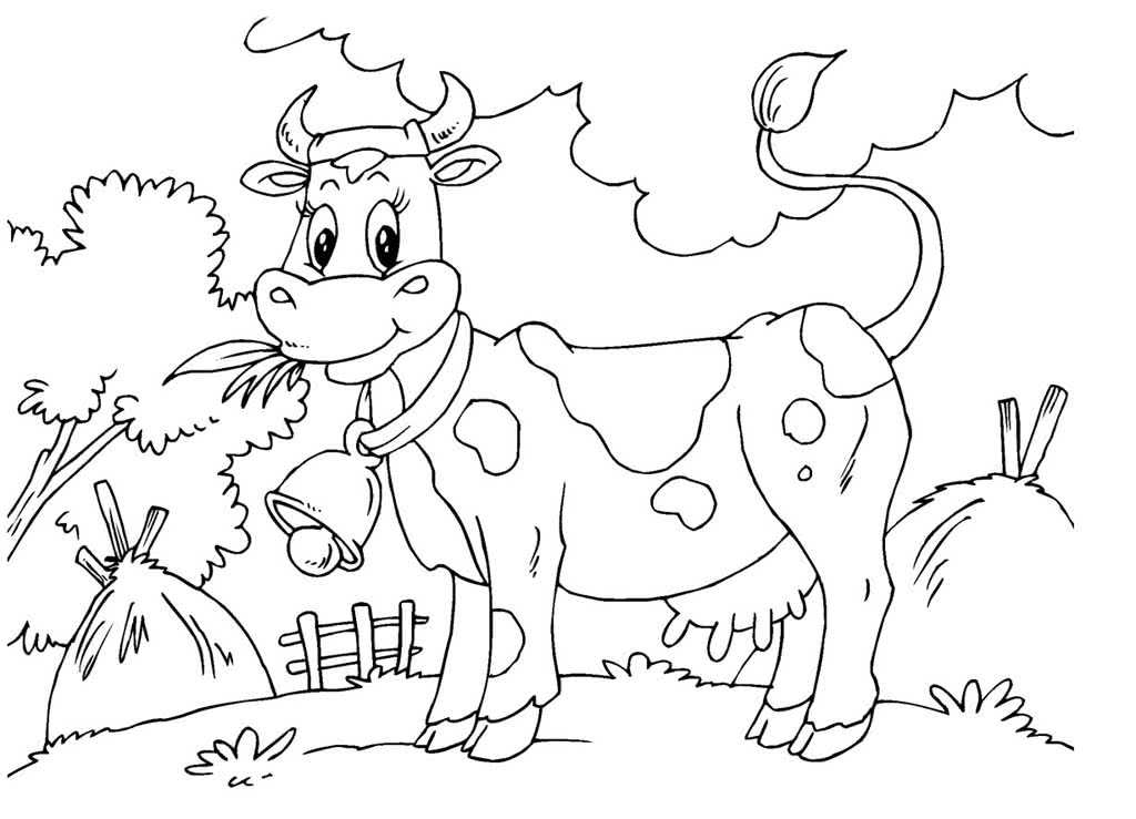 Раскраска открытка веселая корова
