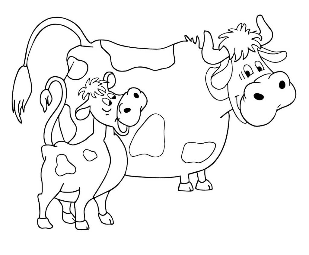 Картинка раскраска корова с теленком