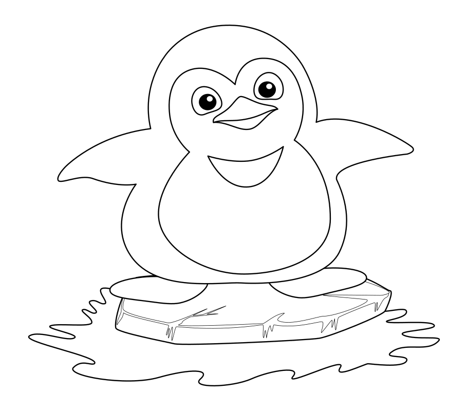 Раскраска картинка пингвиненок на льдине