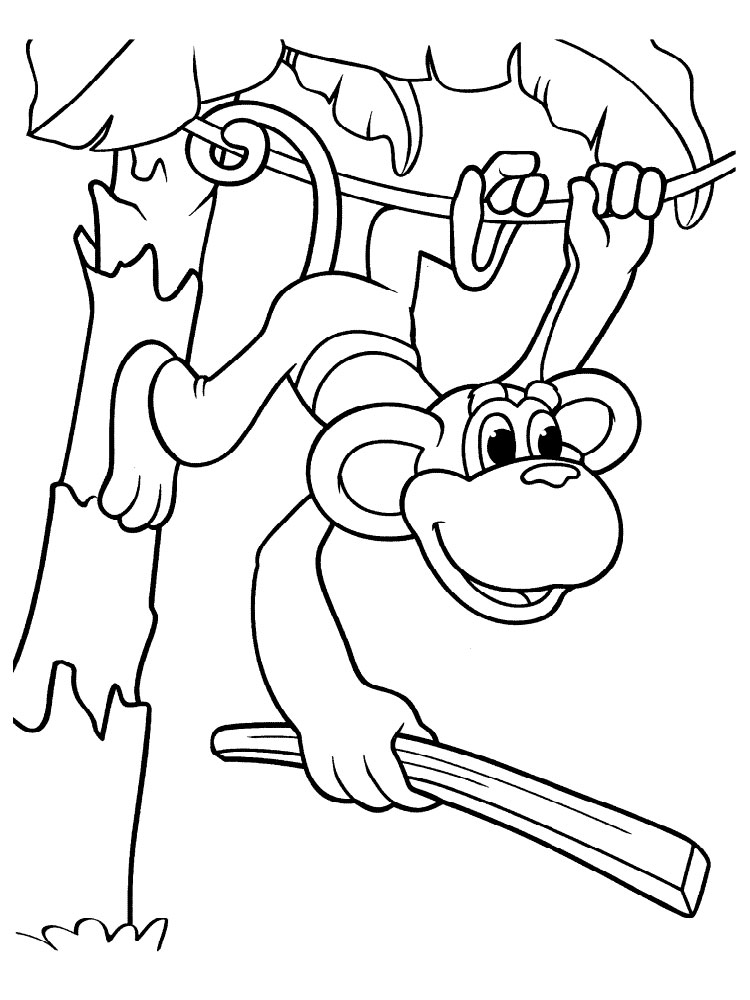 Картинка раскраска обезьяна с палкой