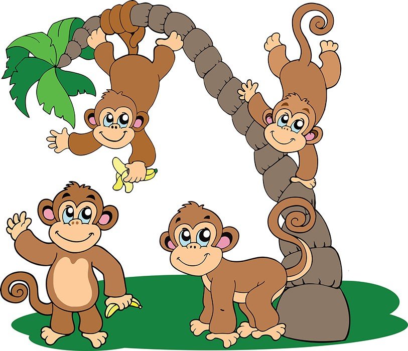 Смешная открытка обезьянки на пальме