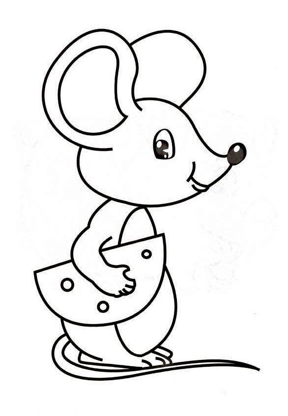 Раскраска открытка мышонок с сыром