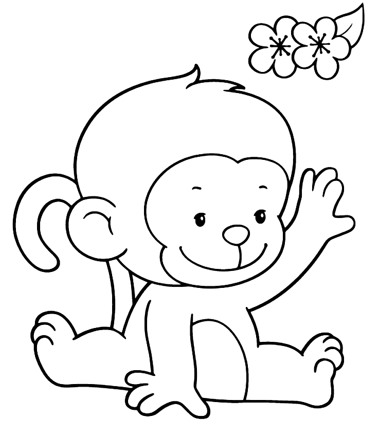 Раскраска картинка маленькая обезьянка