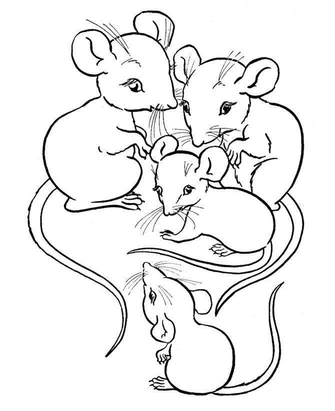 Раскраска открытка семейка мышек