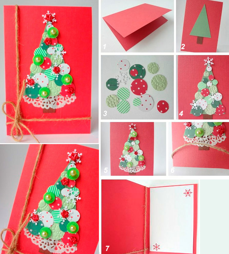 елки новогодние из бумаги для открытки