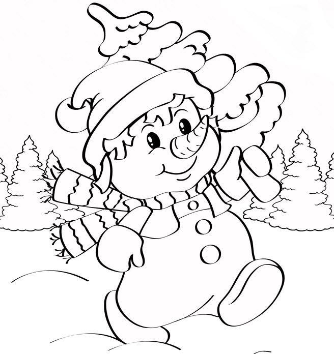 детская раскраска снеговика