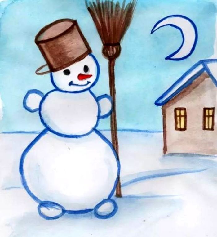 картинка снеговик с метлой