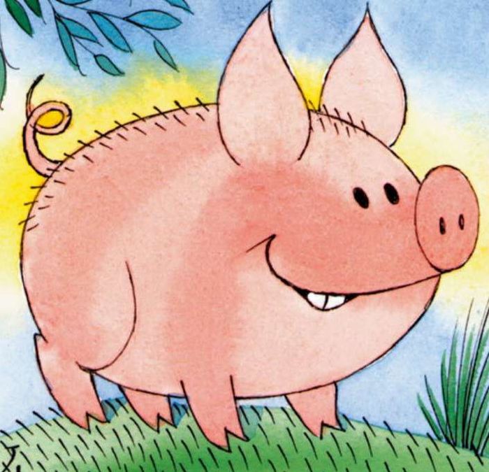 Яркая открытка большая свинка