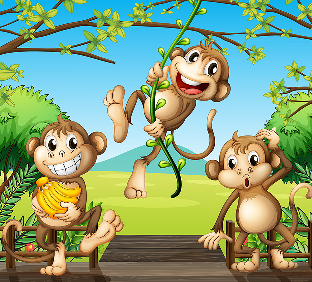 Чудесная открытка три веселых обезьянки