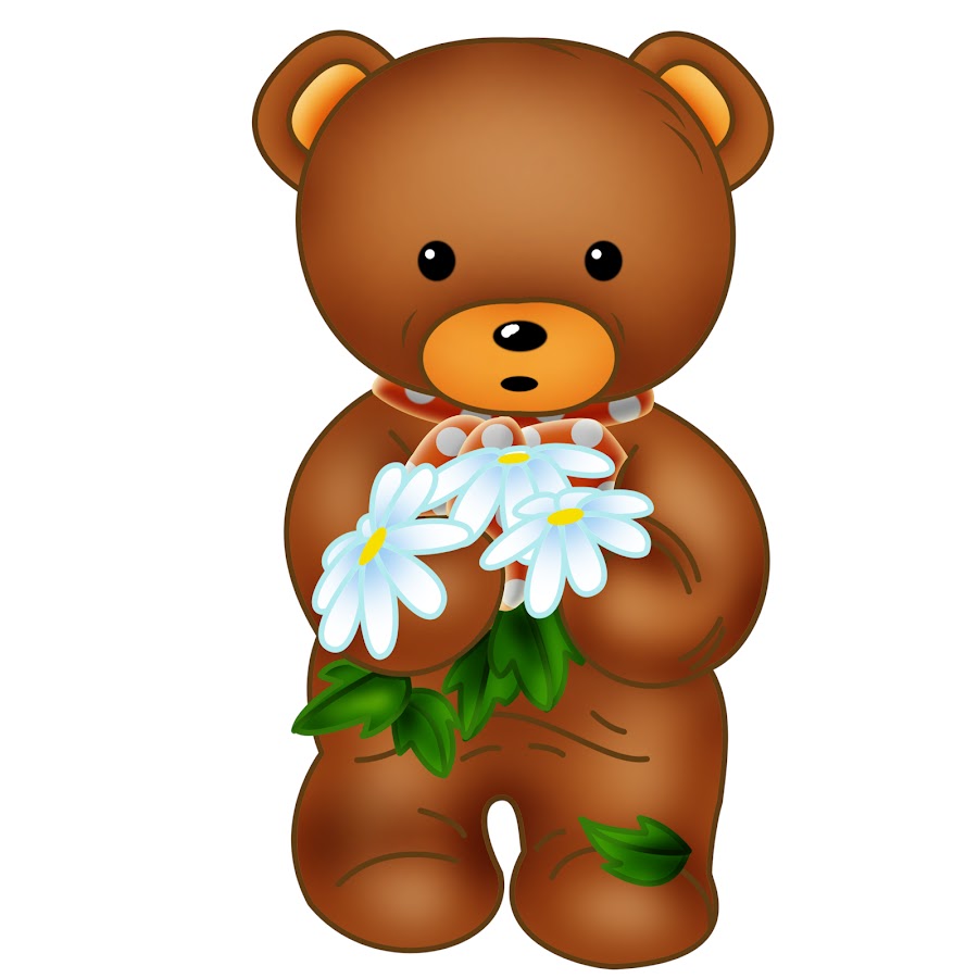Чудесная открытка медвежонок с цветами