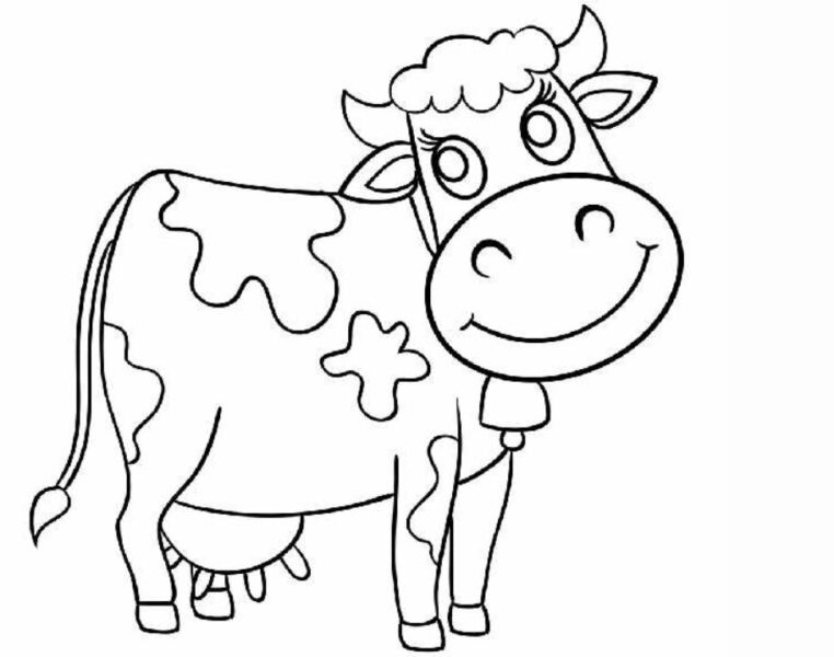Раскраска открытка мила корова