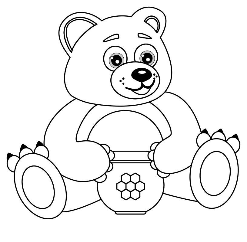 Ракраска картинка медвежонок с медом