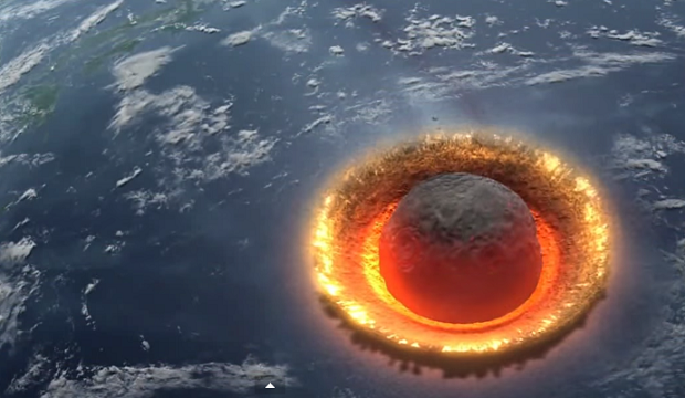 Астероид входит в земную атмосферу.