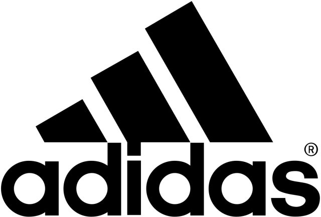 Черная надпись Адидас на белом фоне.