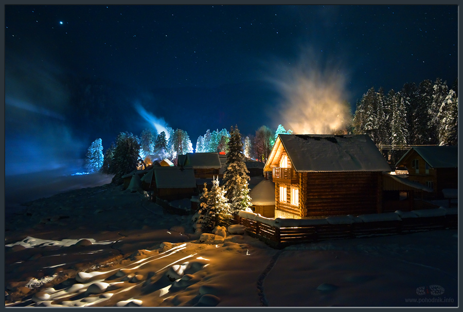 Прелестная картинка зимний вечер в деревне