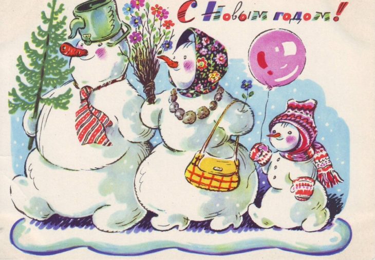 семья снеговиков