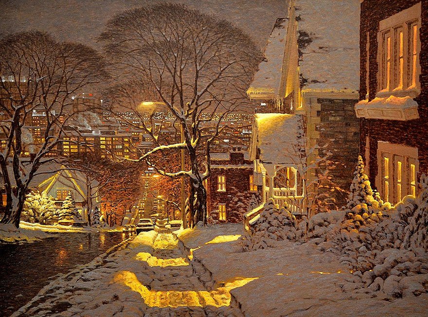 Картинка старый город зимним вечром