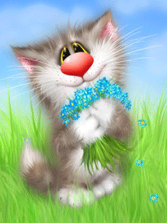 Кот с цветами.