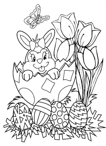 Кролик, яйца, цветы.