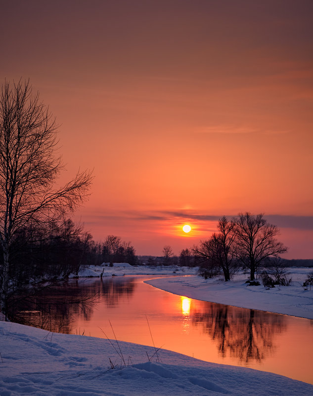 Прелестная открытка вечерний зимний закат