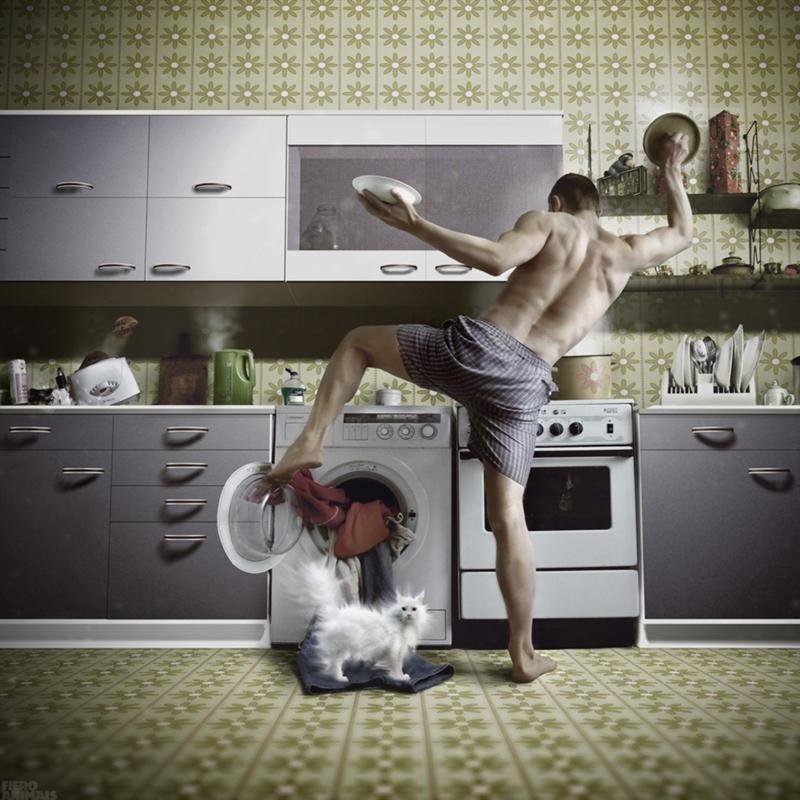 Картинка прикольная папа на кухне