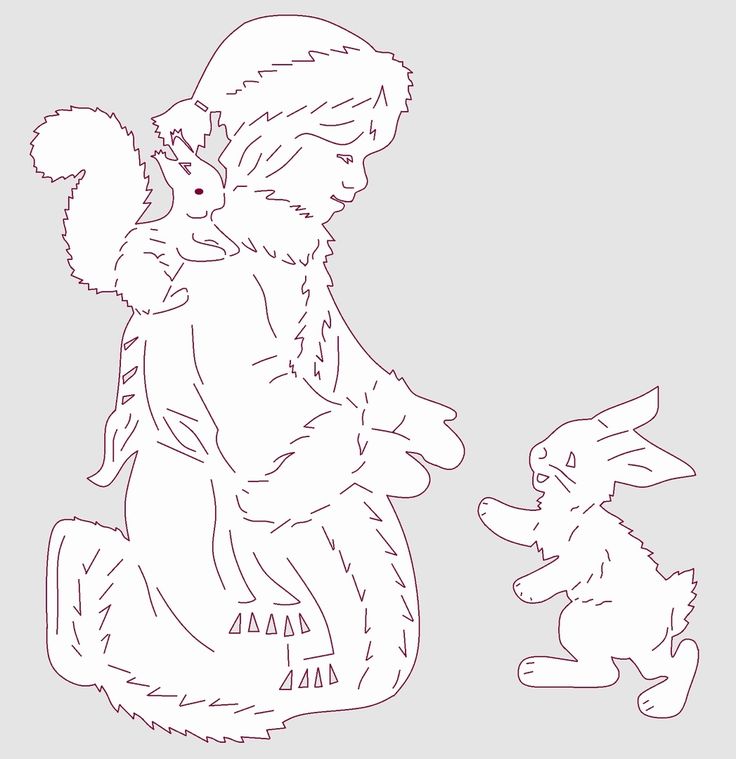 Трафарет снегурочки с зайкой