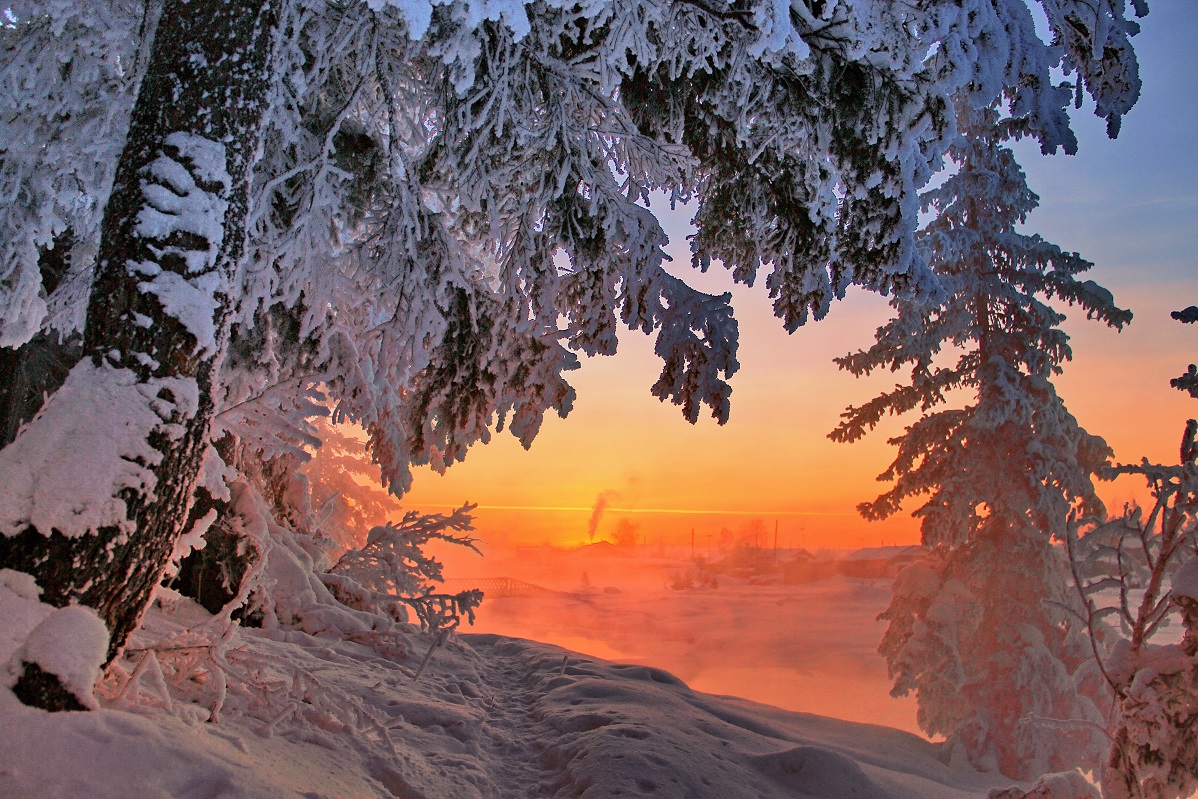 Превосходная открытка зимний закат