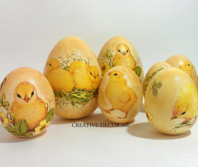 Узоры цыплята на яйцах.