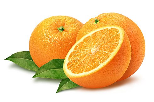Апельсины на белом фоне.