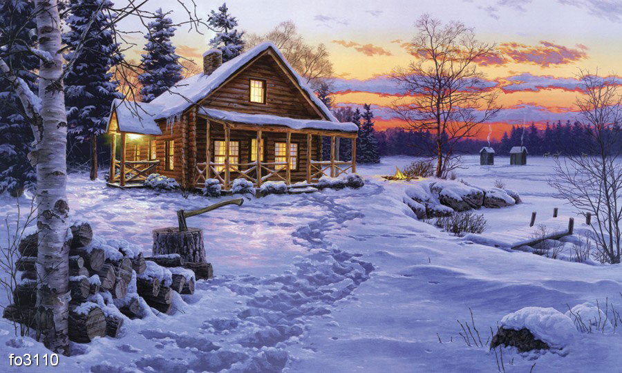 Картинка очаровательняя зимняя деревня вечром