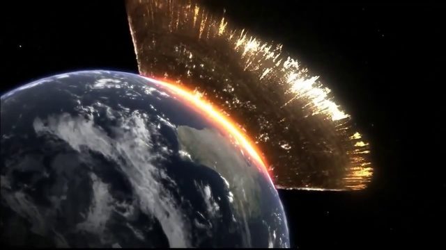 Астероид входит в атмосферу Земли.