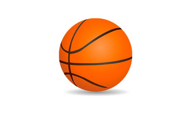 Баскетбольный мяч на белом фоне.