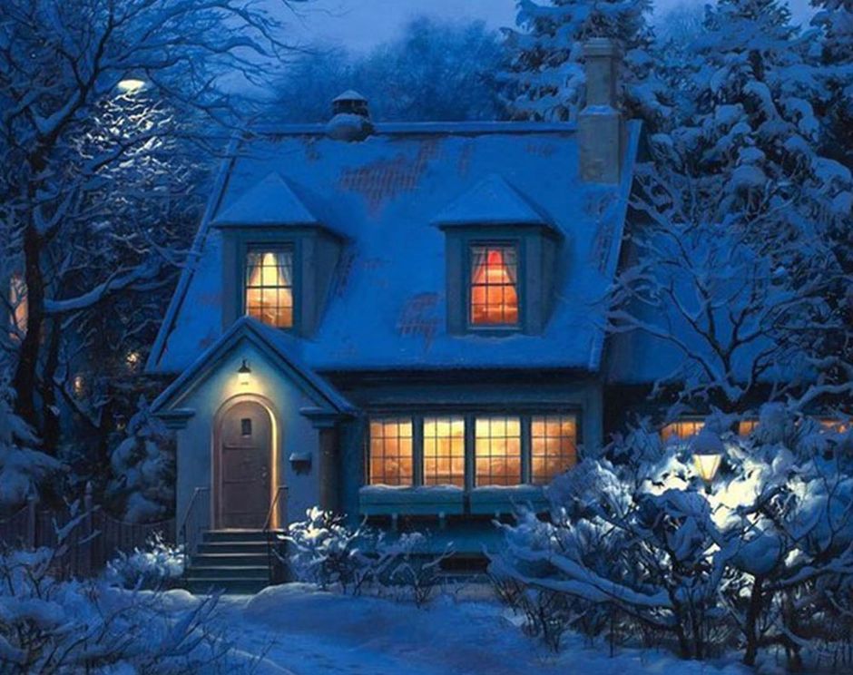 Картинка волшебная зимний вечер