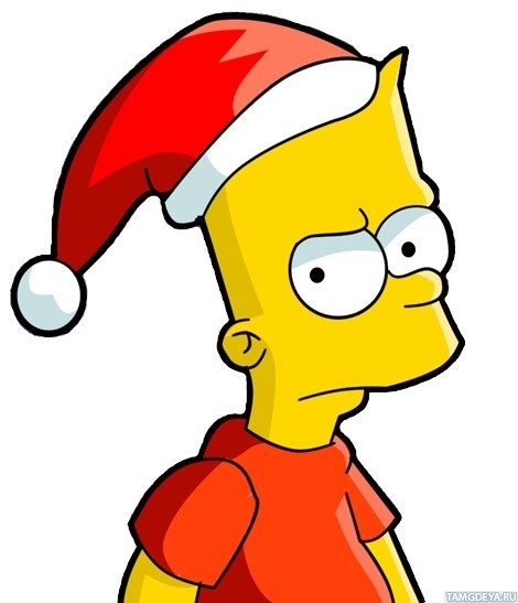 Барт Симпсон в шапке Санта-Клауса.
