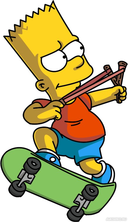 Барт Симпсон на скейтборде.