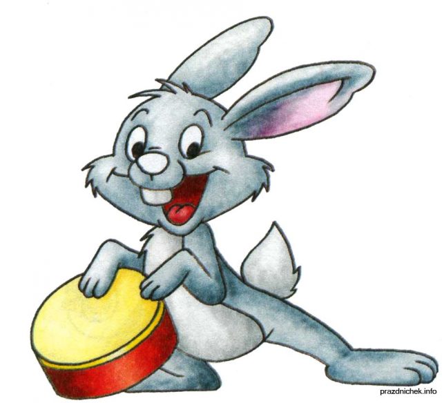 Кролик из мультфильма с барабаном.