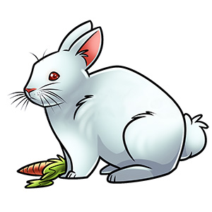 Мультяшный кролик с морковкой.