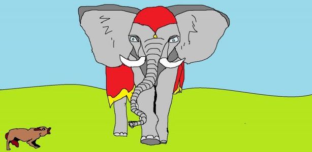 Рисунок к басне "Слон и Моська"
