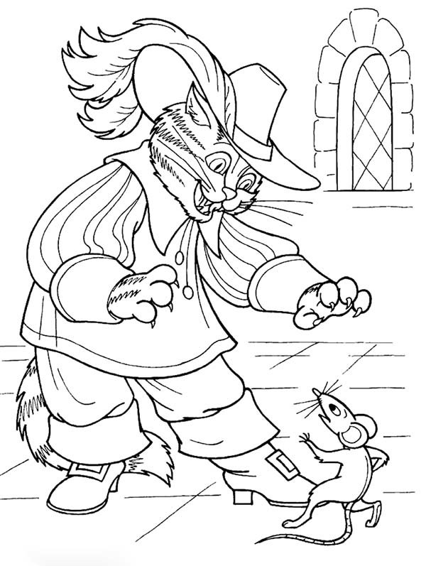 Рисунок карандашом Кот в сапогах.