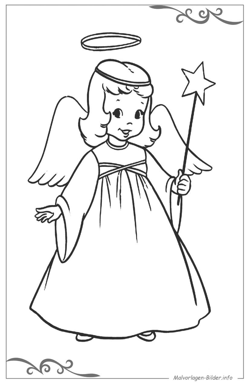 рисунок ангела для срисовки на Рождество
