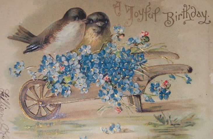 Милые птички с цветами