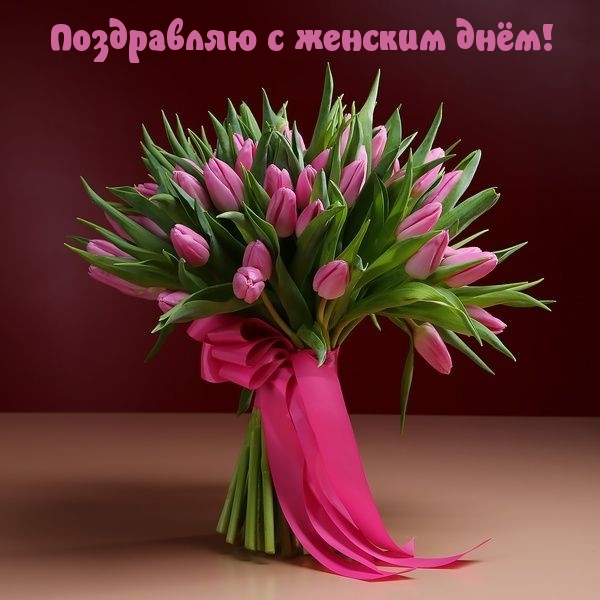 Красивый букет розовых тюльпанов
