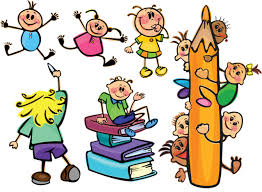 Дети и карандаш с книгами.