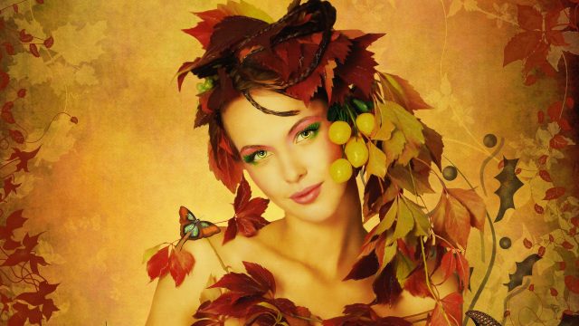 Красивая Девушка-Осень.