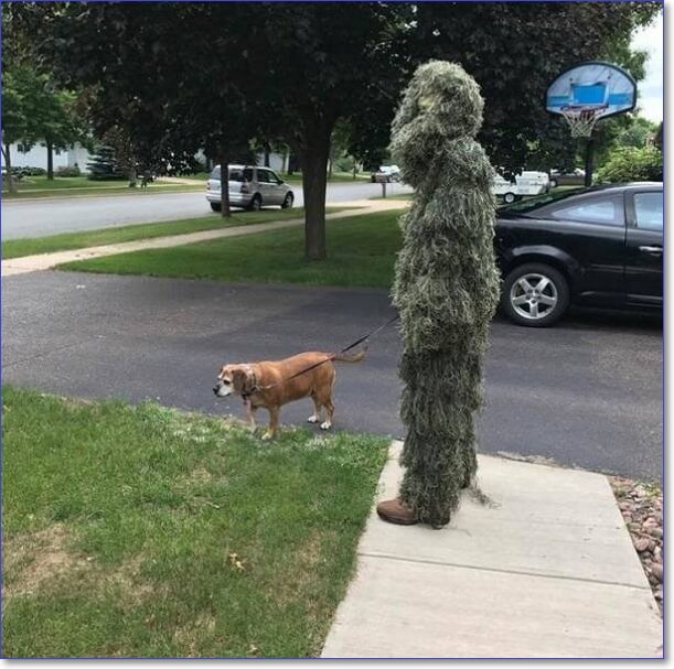 Зеленый человек с собакой