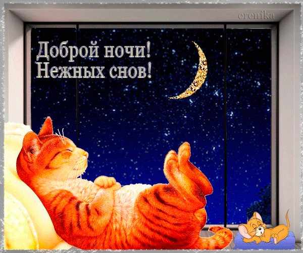 6. Анимационная gif открытка доброй ночи и нежных снов!