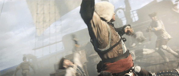 2. Гифка Assassins Creed бой на корабле